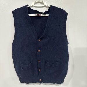 Jantzen Dark Blue Wool Vest with Brown Buttons